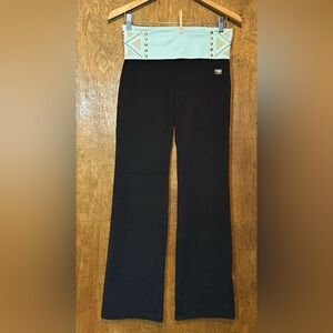 NWOT Victoria’s Secret (S) Y2K Fold Over Yoga Pants Leggings Flare bling “VTG”